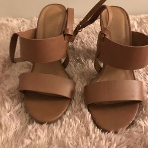 Brown strap heels